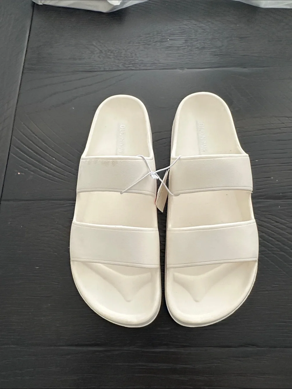 Old Navy White Slide Sandals